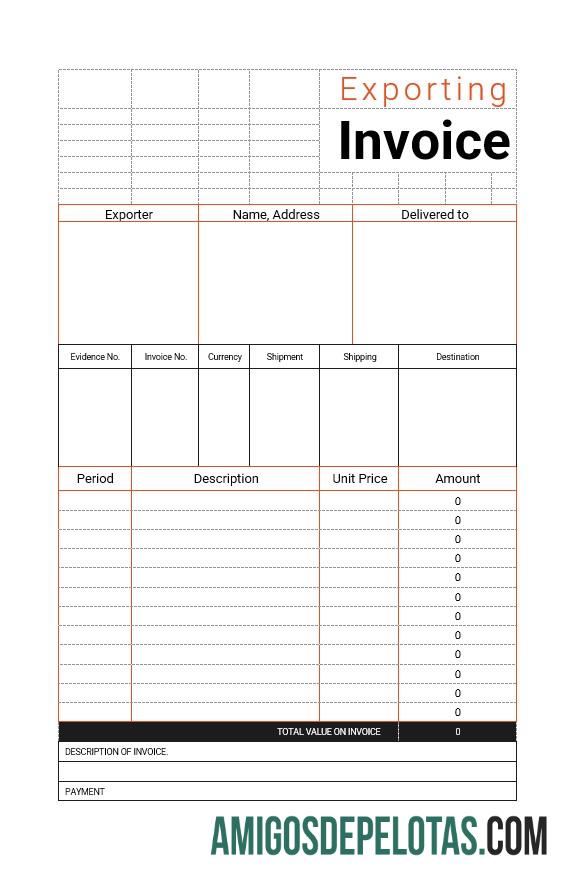 para download Modelo de fatura comercial de exportação